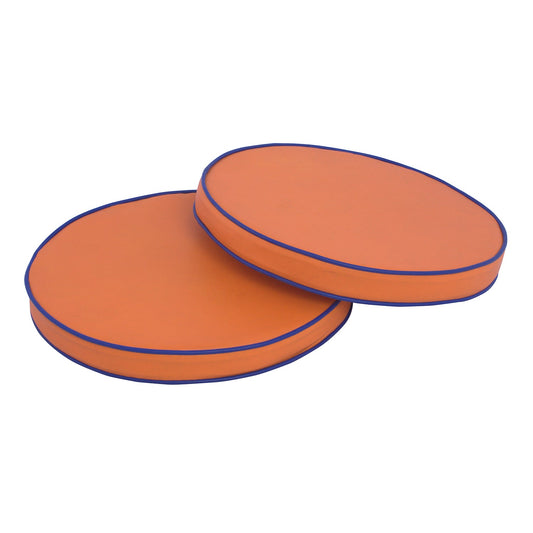 Pixy Floor Cushion Round Seating /Vinyl Cushion (Orange and Piping)