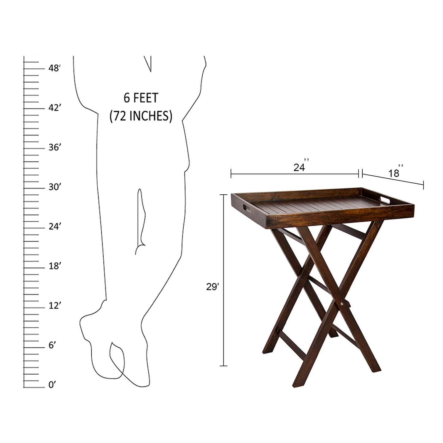 Slatted Tray with stand ( foldable)