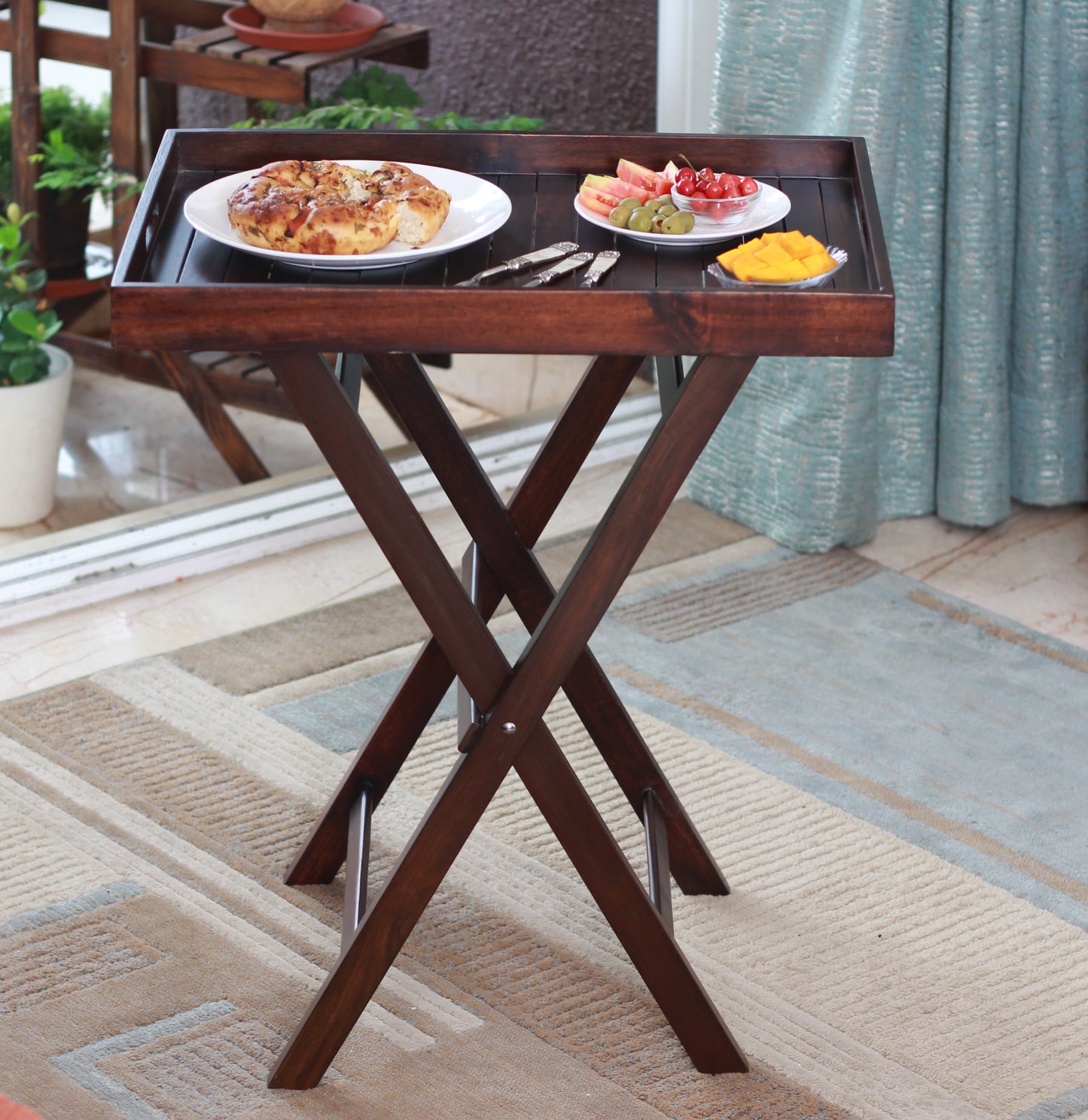 Slatted Tray with stand ( foldable)