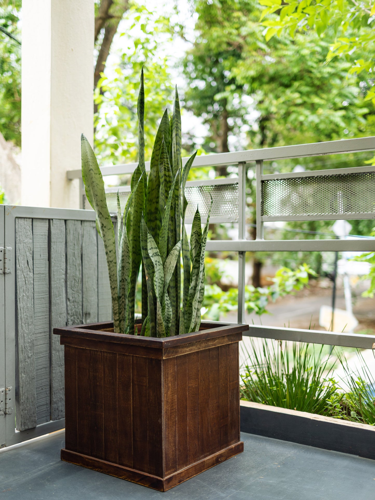 Rectangle Slatted Wooden Planter