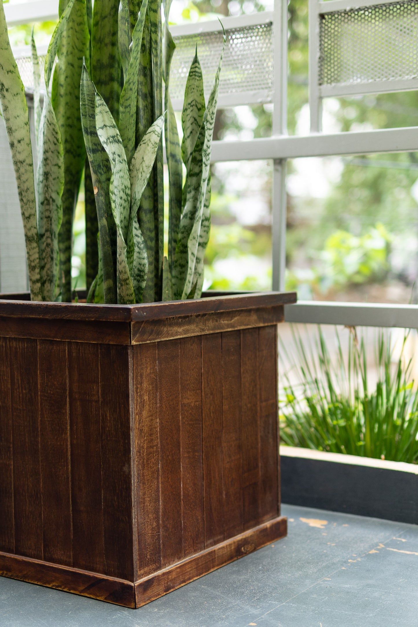 Rectangle Slatted Wooden Planter